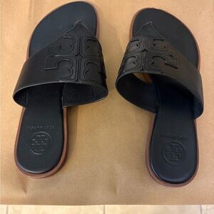 Tory Burch Black Leather Slides